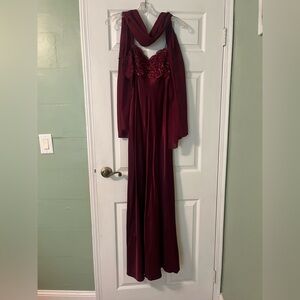 Elegant Burgundy Evening Gown